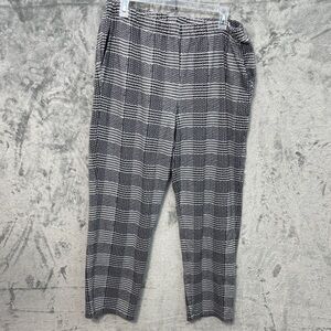 Land's End Women's sz Lg Black and White Checkered Pants Pullon elastic waist